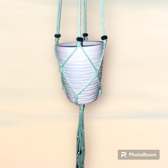 Custom Hand Crafted Macrame Plant Hanger with Pot - Picture 8 of 9